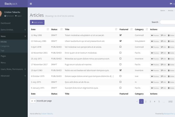 Laravel Backpack for creating quick admin panel