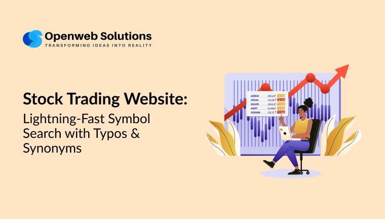 Stock trading website feature image showing a trader using lightning fast symbol search with typos and synonyms on a chart interface.