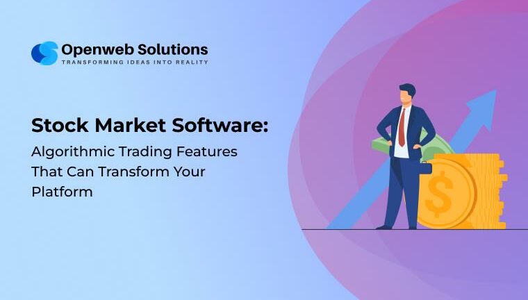 Illustration of algorithmic trading and growth — stock market software features and platform design.