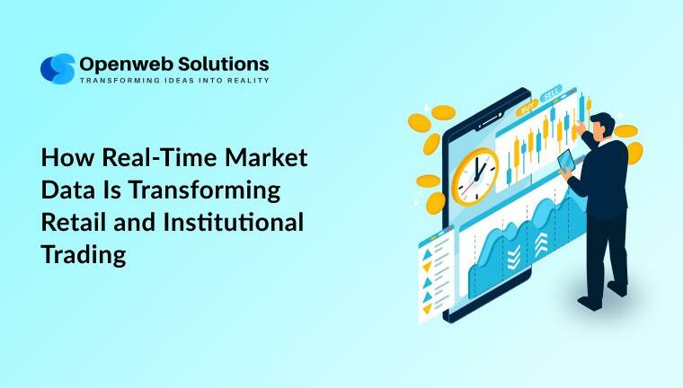 Real-time market data displayed in a stock market app for retail and institutional trading
