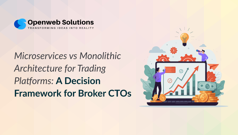 Illustration of microservices vs monolithic architecture in stock trading platforms
