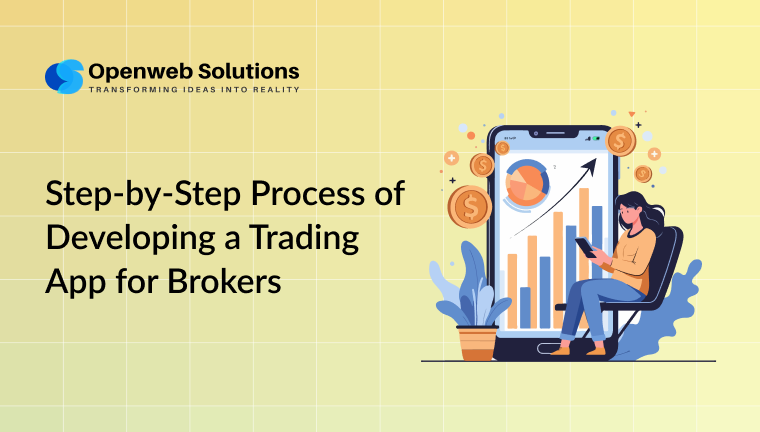 Illustration of stock trading app development workflow for brokerage platforms