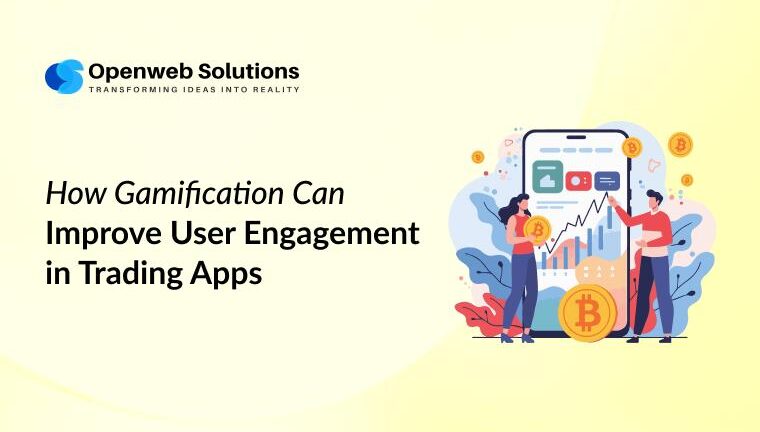 trading app gamification showing user engagement features like rewards charts and mobile stock trading interface