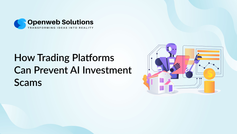 Illustration of AI-powered investment scam detection protecting online traders from fraud.