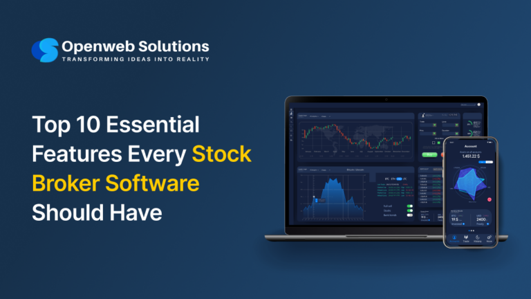Modern stockbroker software dashboard with real-time market data and trading tools