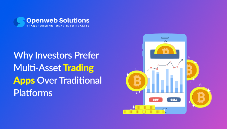 Multi-asset trading app dashboard showing stocks, mutual funds, and multiple investment options